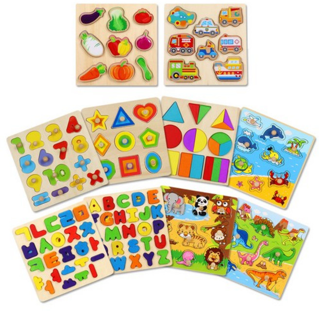 토도리브로 지능개발원목 퍼즐 10종세트, mixed colors, 1개