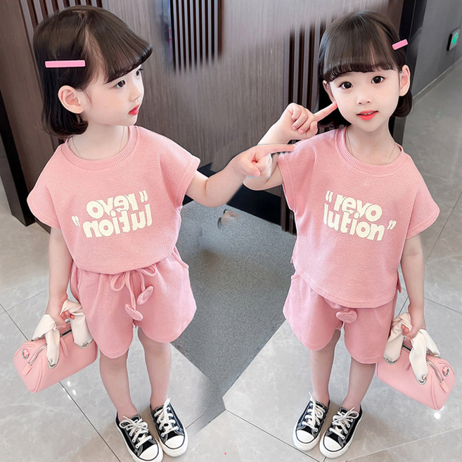 쁘띠앙쥬 여름 여아 러브하트 2종세트(상의+하의)