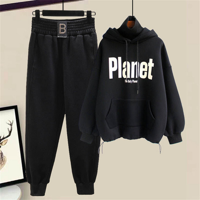 여성트레이닝복세트 여성투피스 후드 맨투맨 티 + 트레이닝바지 조거팬츠 티셔츠 기모안감 겨울핏 XXDW9548 59