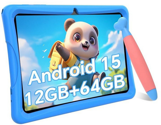 2026 업그레이드 TABWEE 아동용 태블릿 10인치 최신 안드로이드 15 태블릿 만 6-12세 아동용 12GB RAM 64GB ROM (확장 가능한 2TB) HD 아, 블루