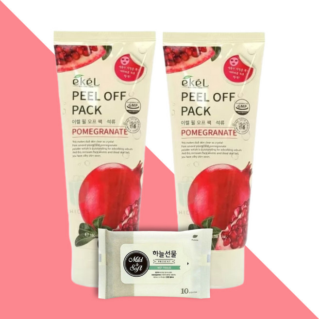 피지 흡착 이켈 필 오프 팩 석류 2개(+휴대용 물티슈 1개), 단품