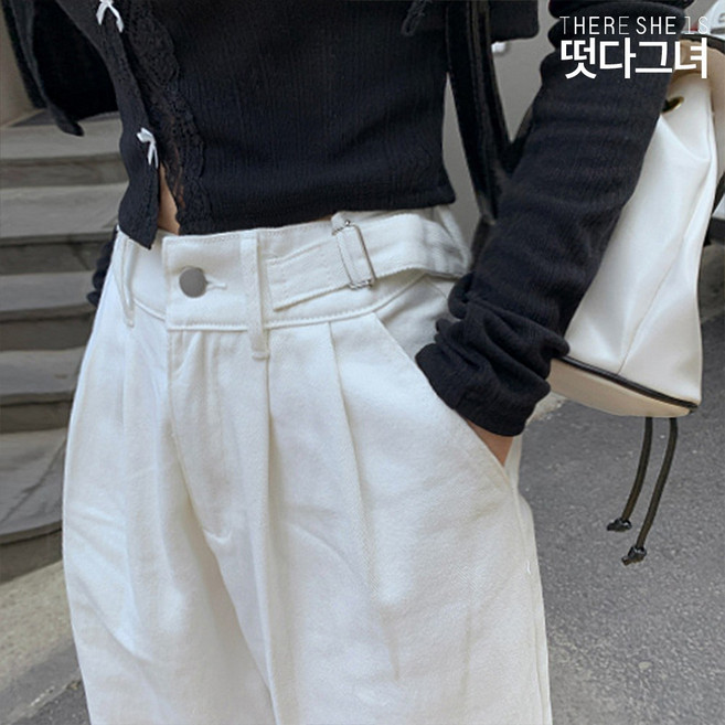 떳다그녀 (기획)애쉬 핀턱 와이드 팬츠 3단기장