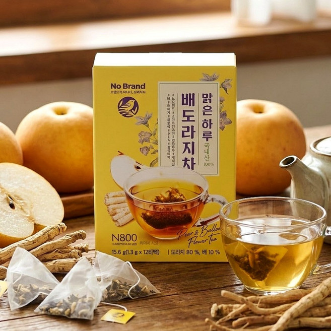 노브랜드 맑은하루 배도라지차 12입, 1.3g, 12개입, 4개