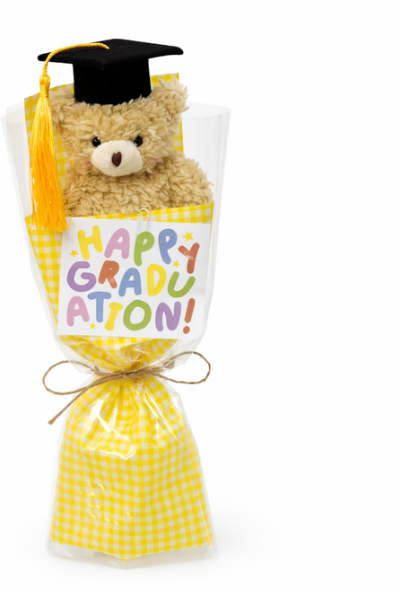 몽실이네 졸업식 곰돌이 학사모 꽃다발 인형꽃 졸업선물, 노랑, 1개