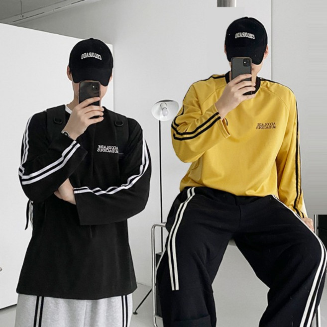 루즈핏 남녀공용 무드 블록코어 오버핏 긴팔티