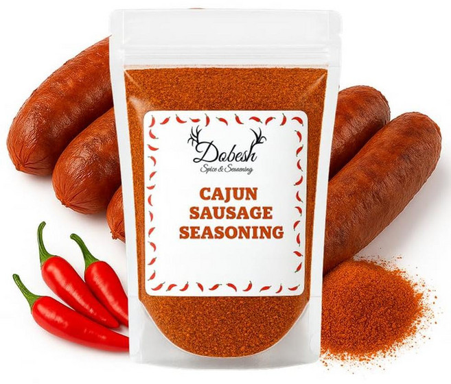 도베시 케이준 소시지 양념 믹스와 큐어 정통 루이지애나 스타일 향신료 블렌드로 집에서 훈제 소시지와 앤두이 만들기 돼지고기 소고기 가금류 야생 고기용 (14온스), Dobesh 케이준 소시지 시즈닝 믹스, 큐어, 수제, 1g, 1개