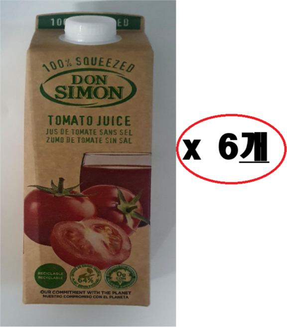 돈시몬 착즙 토마토 주스, 1L, 6개