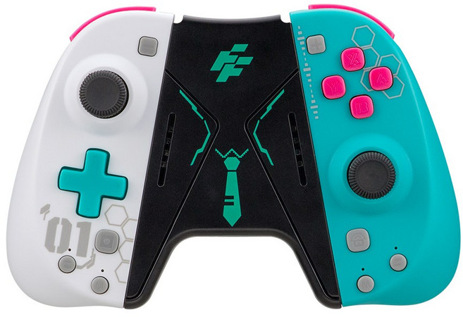 FlashFire Switch Joycon遊戲控制手把 巨集 連發 震動 陀螺儀 附握把架, S201MK動音款(藍白色), 1個, S201MK