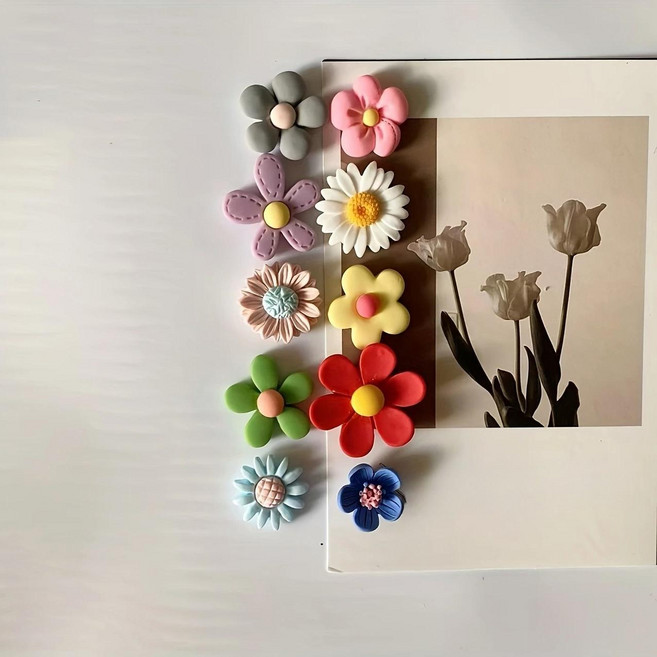 플라워 데코 냉장고 자석 10종 세트 마그넷 장식, 플라워10P