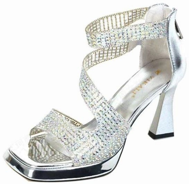 여성용 여름 통굽 샌들 오픈토 가보시 지퍼 데일리 하이힐 8cm굽 26ng03jj