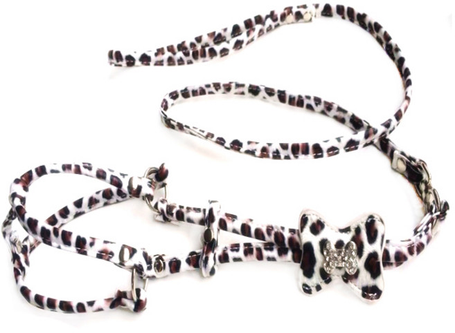 KIZBON 호피비즈가슴줄세트 M PYW6242, 화이트, 1개