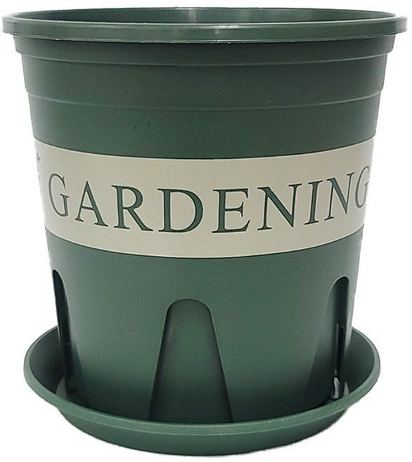 청춘화원 가드닝 슬릿화분 받침포함 원형 플라스틱 슬릿분 플분 분갈이화분 삽목 삽수, 그린, 10개