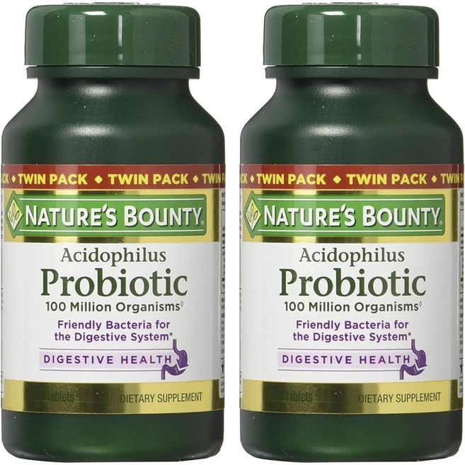 네이쳐스바운티 애시도필러스 프로바이오틱 유산균 100 밀리언 타블렛, 2개, 100정 - 쿠팡