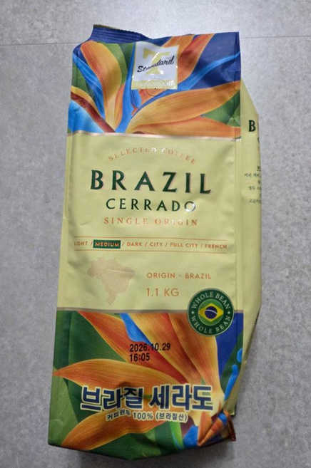 브라질 세라도 싱글오리진 커피원두 미디엄로스팅 원두커피, 1.1kg, 1개, 홀빈(분쇄안함)