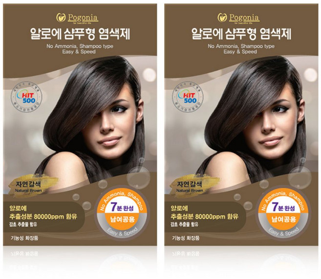 포고니아알로에헤나 염색샴푸 새치 버블 거품 샴푸형 5분 염색약 자연갈색 5개입, 1개