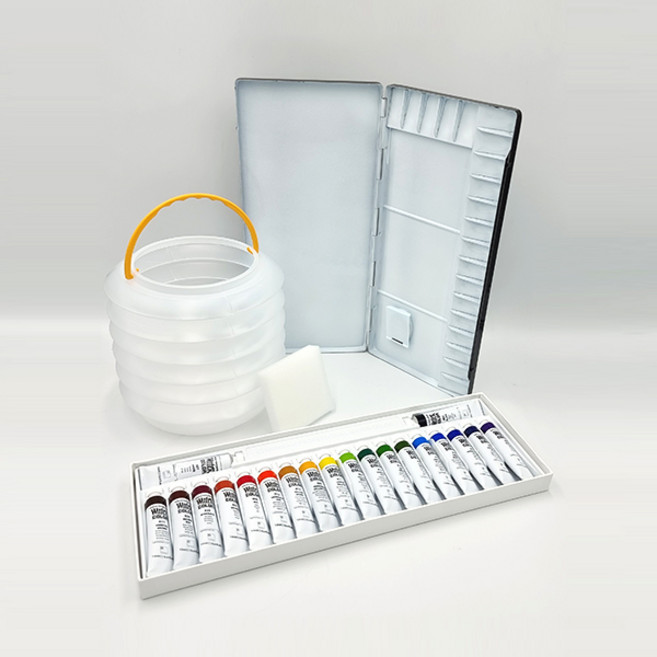 수채화물감3종세트/신한수채화물감20색+파레트20칸+자바라물통/미술준비물/미술학원/미술수업/그림준비물, 1세트