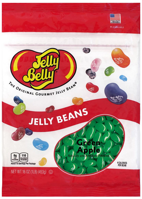 젤리 벨리 그린 애플 젤리 빈 - 453.6그램 재밀봉 가능 Jelly Belly Green Apple Jelly Beans - 1 Pound (16 Ounces) Resealab, 1개
