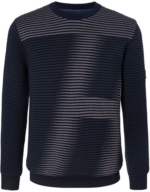 힐크릭 남성골프웨어 겨울니트 로고 헨리 로고스트라이프 라운드스웨터 1HCSWWU180NV