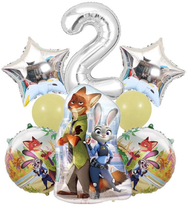주토피아 호일 숫자 풍선 애니메이션 영화 주디 토끼 생일 파티 장식 샤워, 1개, 색상: 38. C2 / 풍선 크기: A. 1pack