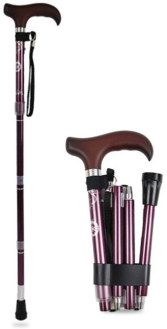 웰비 3단 접이식 꽃무늬 지팡이 고급형 큐빅 퍼플, 1개, 바이올렛
