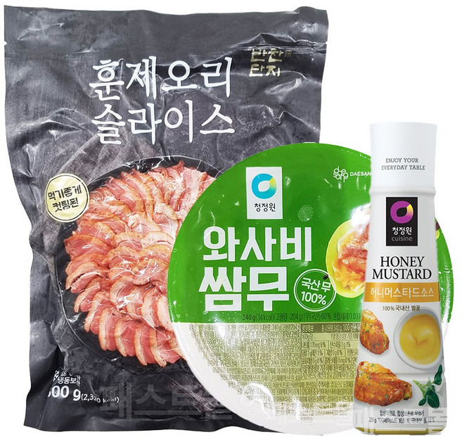 반찬단지 훈제오리 슬라이스 800g + 와사비 쌈무 340g + 허니머스타드 320g 세트, 1세트, 1.46kg