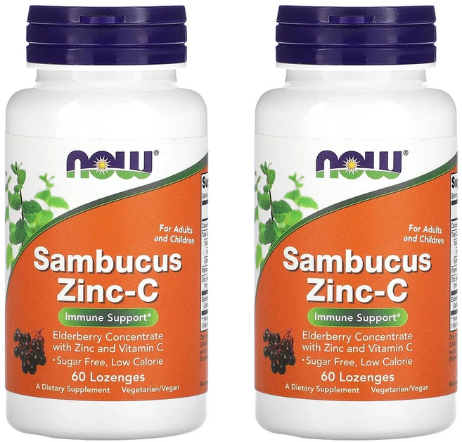 나우푸드 2개X 엘더베리 아연-C 사탕 정제 60정, 2개 - 쿠팡