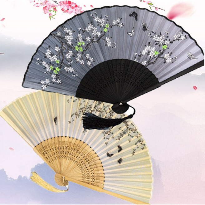 꽃숨 접부채 수공예 접이식 부채 동양화 1+1, 1세트, A.02