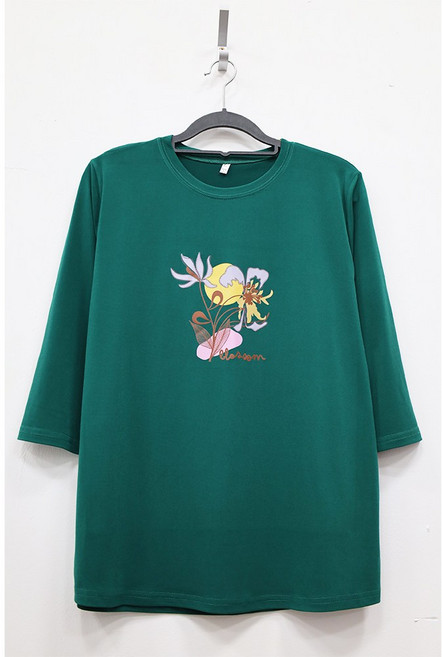 형제상회 할머니티 블로썸 꽃 프린트 라운드 7부 여름 중년여성 티셔츠 엄마옷 할머니옷 국산 0077SS12