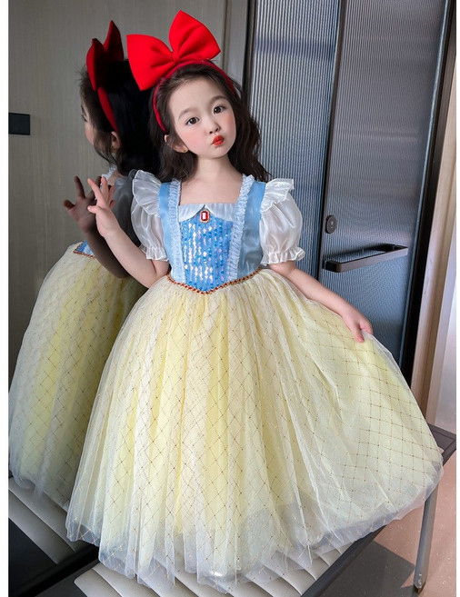 요미야 백설공주 드레스 머리띠 망토 3종세트 생일파티옷 조카옷선물