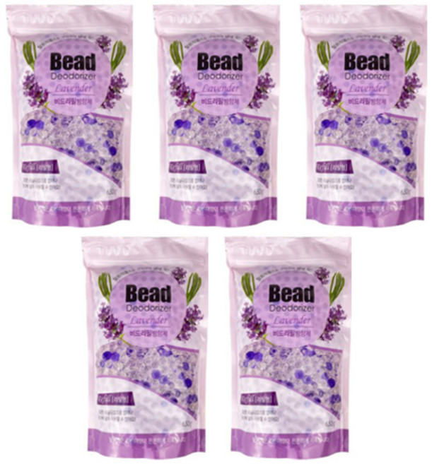 해피룸 국산 비드형 고체 방향제 라벤다향, 650g, 5개