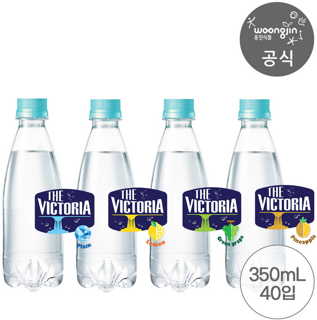 웅진식품 빅토리아 탄산수/탄산음료 에코 무라벨 350ml 40펫 택2, 청포도20+파인애플20, 1세트
