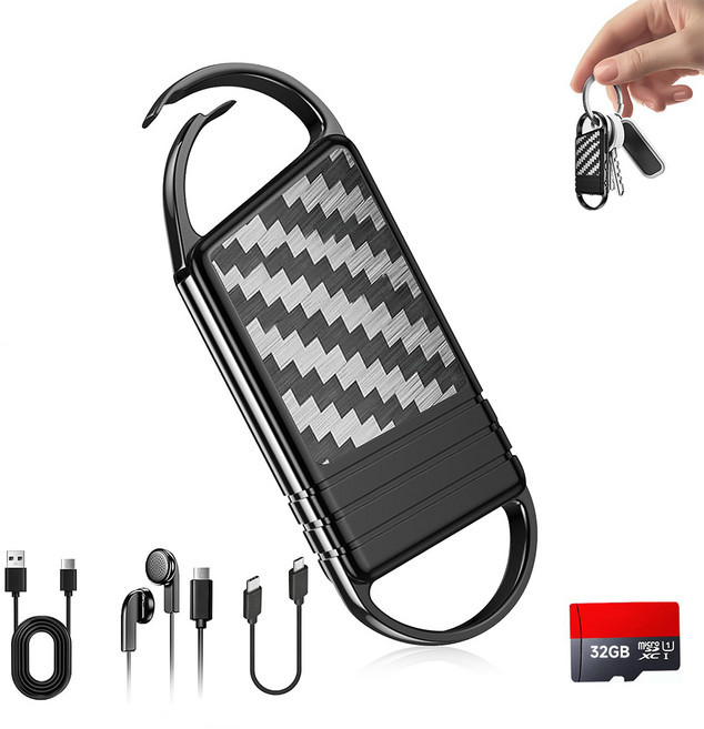 신클퍼 스마트 미니녹음기 고음질 녹음 장시간 녹음 64GB 휴대용녹음기 MP3, 32GB