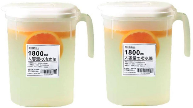 1.8L 日式窄型冷水壺 大容量冷水筒, 透明, 2個, 1800ml