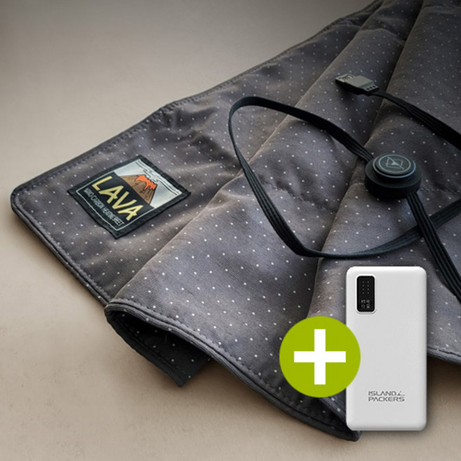 아일랜드패커스 라바 휴대용 나노 카본 USB 온열시트(경량 온열시트+보조 배터리 세트), 라바 온열시트+보조 배터리 세트