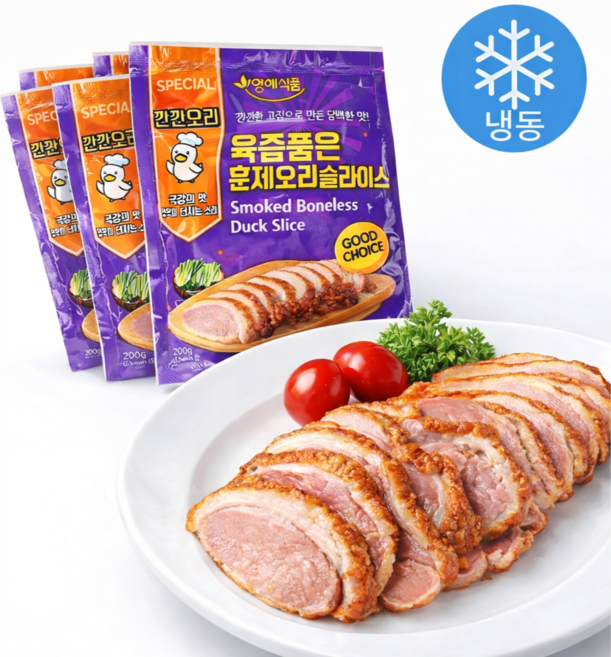 훈제오리 슬라이스, 200g, 10개