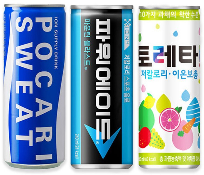 파워에이드 240ml 10캔 + 포카리스웨트 240ml 10캔 + 토레타 240ml 10캔 이온음료 세트