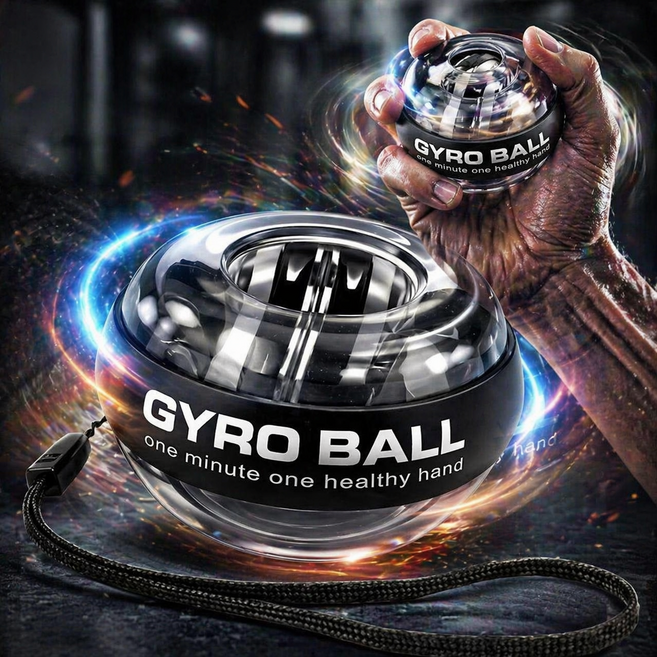 디와이나인 자이로볼 무소음 플레시 파워볼 전완근운동 손목운동 악력강화 홈트, 1세트, 블랙