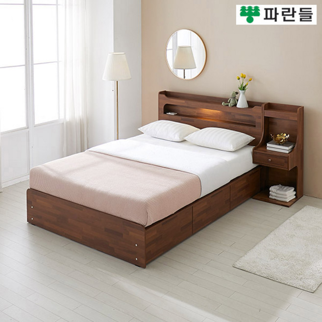 파란들가구 LED 조명 서랍수납 슈퍼싱글침대프레임 SS침대, LPM화이트[무광]