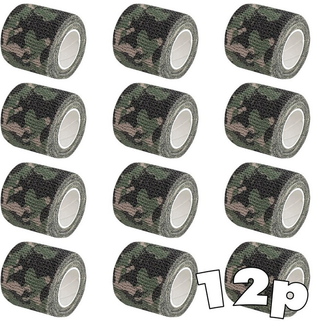 BLACKTAPE 그립테이프 밴드 5cm, 정글카모, 12개