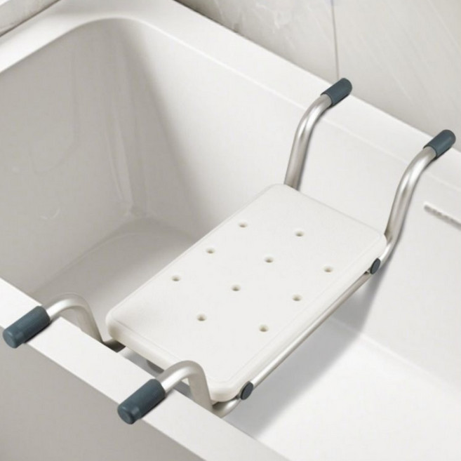Kismetic 욕조의자 노인 목욕의자 의자 노인 좌석 목욕 72-82 cm 길이 조절 가능, 흰색