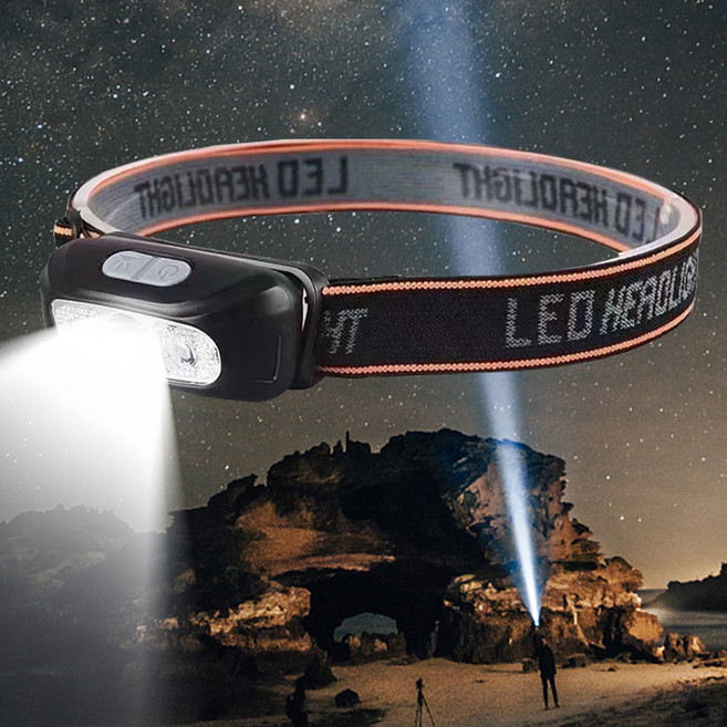 Eclairex(고성능 배터리수명) 헤드랜턴 손전등 아웃도어 겸용 휴대용 후레쉬 서치라이트, 1개, 블랙