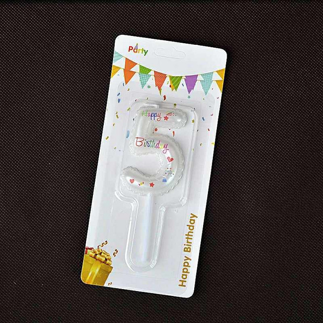 生日蠟燭 慶生蠟燭 告白蠟燭 情人節 母親節, 1件, 白色氣球數字蠟燭-5, 20g, 無味