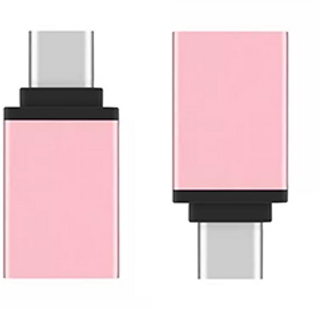 LOTUSNEX USB3.0 to C타입 OTG 변환 젠더 어댑터, 2개, 핑크, 32.8mm
