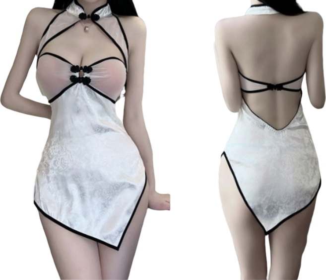 홀복 원피스 미니 드레스 치파오 가슴골 파인옷 섹시 클럽 룩 파티복 나시 클럽 나이트 여캠 의상