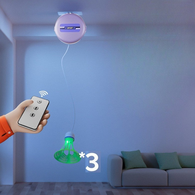 셀프 실내 배드민턴 연습 훈련 돌아오는 셔틀콕 리턴콕 전자 자동 리모콘 홈트 홈트레니이, 1개, 1개입, 리모콘 컨트롤 - 발광 셔틀콕 (3개세트)