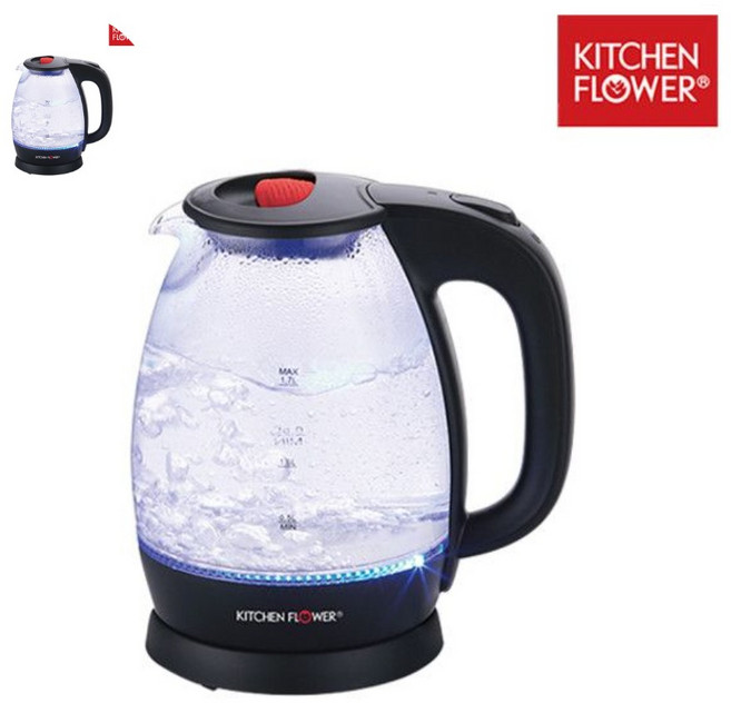 전기주전자 키친플라워 룩스글라스 전기포트 1.7L/무선전기주전자, 본상품