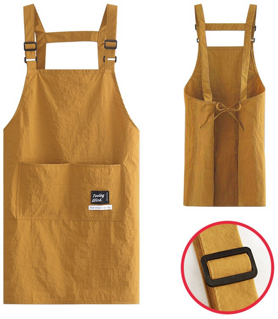 허블리 길이조절 남녀공용 방수 앞치마, 1개, 머스타드