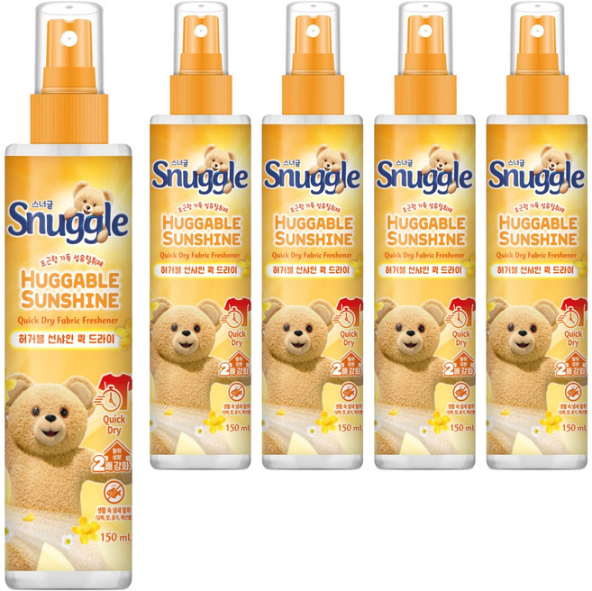 스너글 허거블 선샤인 퀵 드라이 섬유탈취제 본품, 150ml, 5개