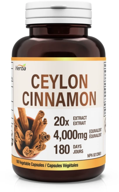 실론 시나몬 4000mg 180식물성캡슐 20배 농축 스리랑카산 실론 시나몬 허바 캐나다, 1개, 180정 - 쿠팡