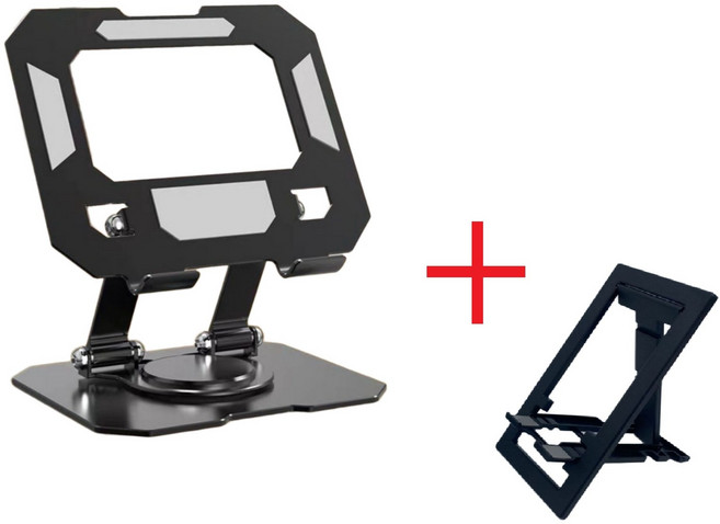 360도 회전 접이식 태블릿 거치대 + 휴대폰 거치대 공부용 스탠드, 1개, 실버